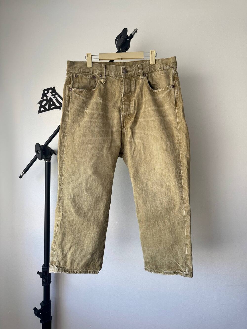 R13 Tailored Drop Distressed Denim Jeans